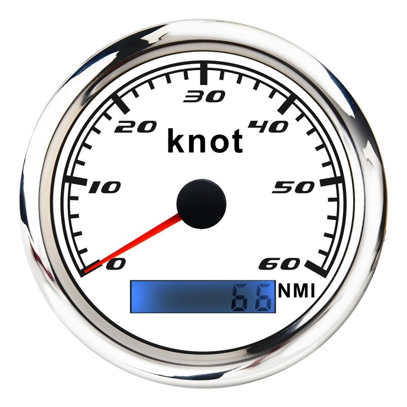 Universal Speedometer 12V/24V Odometer 85mm 60 Knot LCD Hourmeter Tachometer Backlight for Marine Car Motorcycle: WHITE