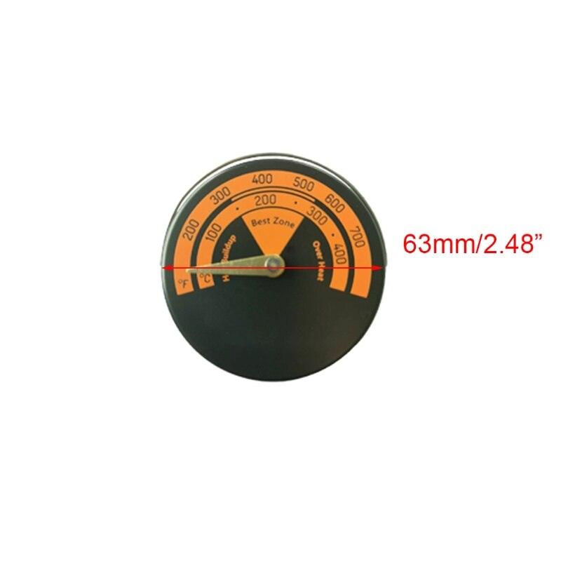 Termómetro magnético de ventilador para hogar, medidor de temperatura para estufa, quemador de madera, para horno de barbacoa
