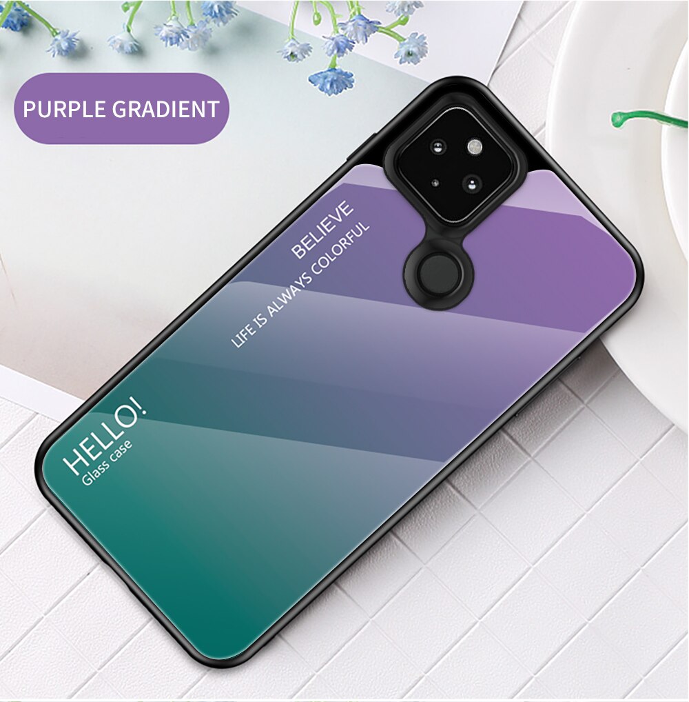 Dla Google Pixel 5 etui ze szkła hartowanego ochrona kolorowa obudowa telefonu Google Pixel 4a 5G: 01 / Pixel 5