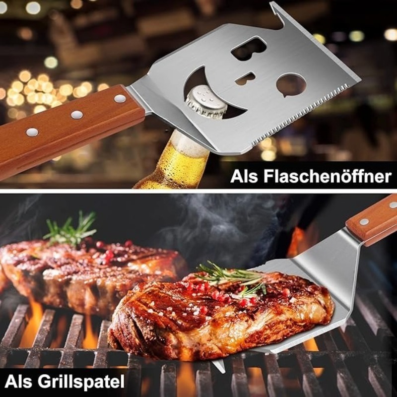 7 in 1 multifunktionelt grillværktøj rustfrit stål køkkenspatel grill mad kød pølse klips køkkengadgets grilltilbehør