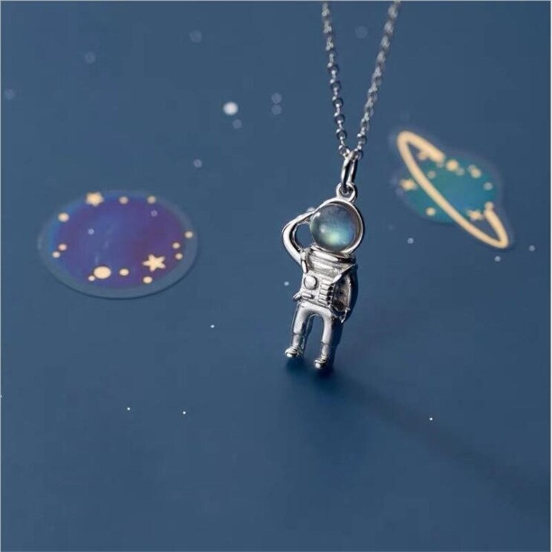 Nowe mody kreatywny astronauta 925 szterling srebro biżuteria słodki temperament popularny łańcuszek robić obojczyka wisiorek naszyjniki H134
