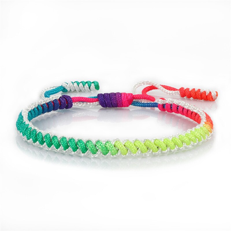 Bracelet en corde arc-en-ciel pour hommes et filles, tressé à la main, ajustable, porte-bonheur, bijoux d&#39;amitié: style 2