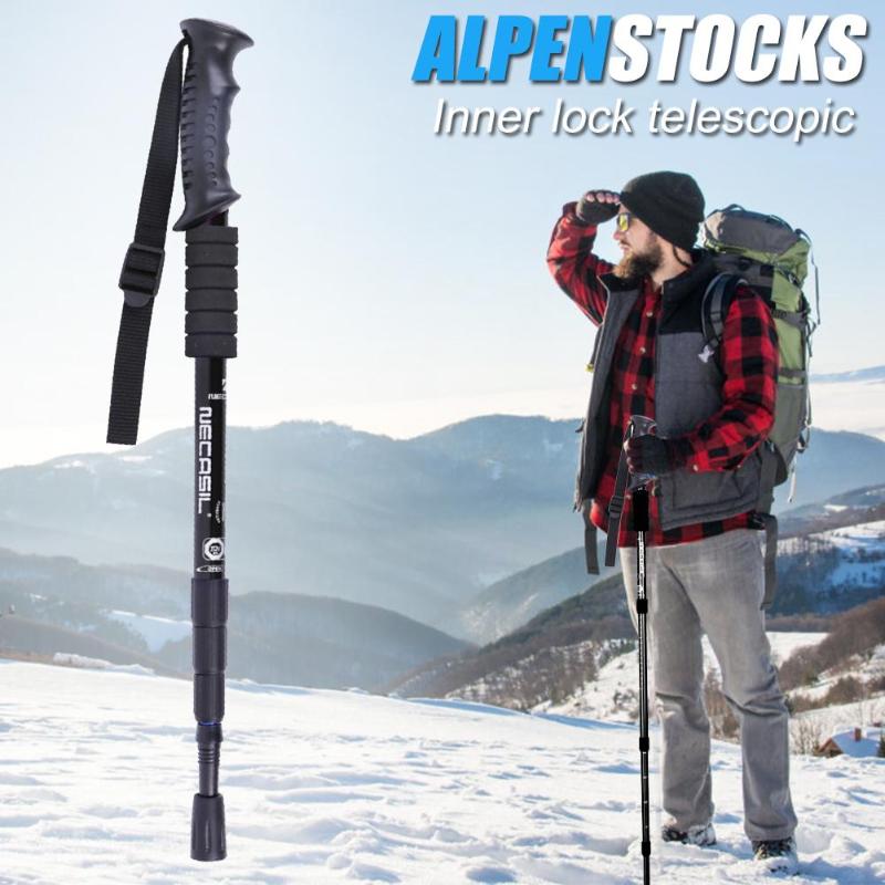 Professionelle Fuß Stöcke Klassischen Zarten Wandern Pole 4 Abschnitte Teleskop Stock Stock Krücke für draussen Wandern gehen