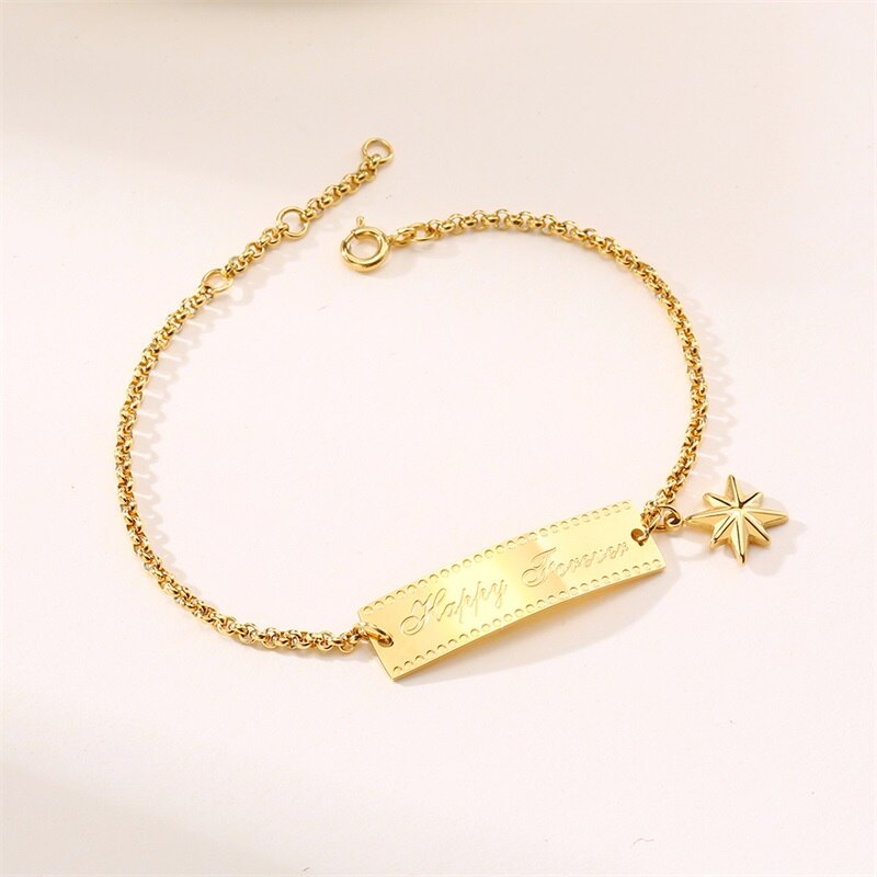 FELICE per SEMPRE CATENA BRACCIALE in ACCIAIO INOSSIDABILE etichetta ID di IDENTIFICAZIONE BRACCIALETTI per LE PICCOLE POLSO O LE DONNE