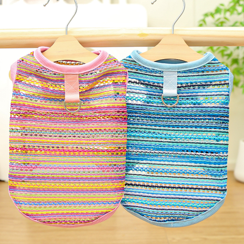 Ropa de malla para perros y gatos, sudaderas con capucha sin mangas de color rosa y azul, chaleco para cachorros, ropa, sudadera para gatitos, camiseta sin mangas para perros pequeños L