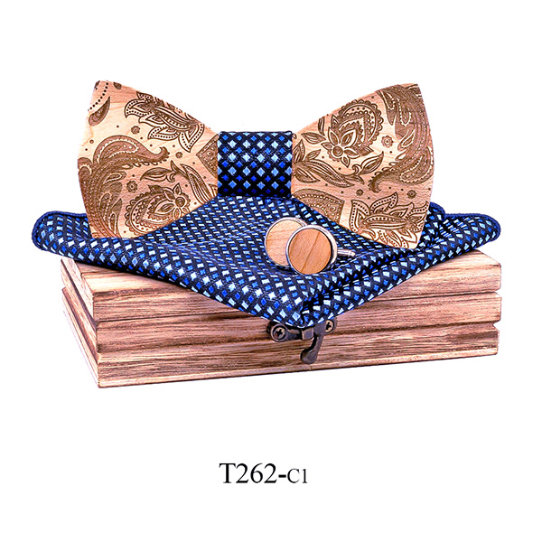 T262 3D Paisley Houten Strikjes voor Mannen Hout tie Hout Gentleman Strikjes Handgemaakte Vlinder Wedding Party voor mannen: T262-C1