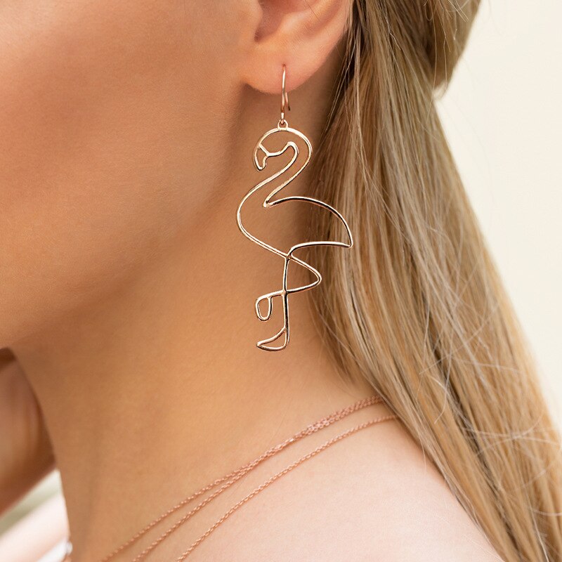 Personality Trend Irregular Geometric Earrings Street Shooting Flamingo Earrings Summer Fresh Female Earrings