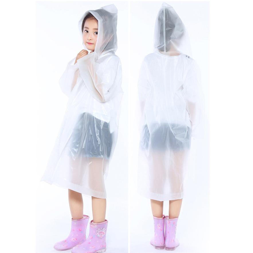 Unisex farve tykkere eva 1pc bærbare genanvendelige regnfrakker børn regnponchoer til 6-12 år gamle regnvejrstøj: Cl