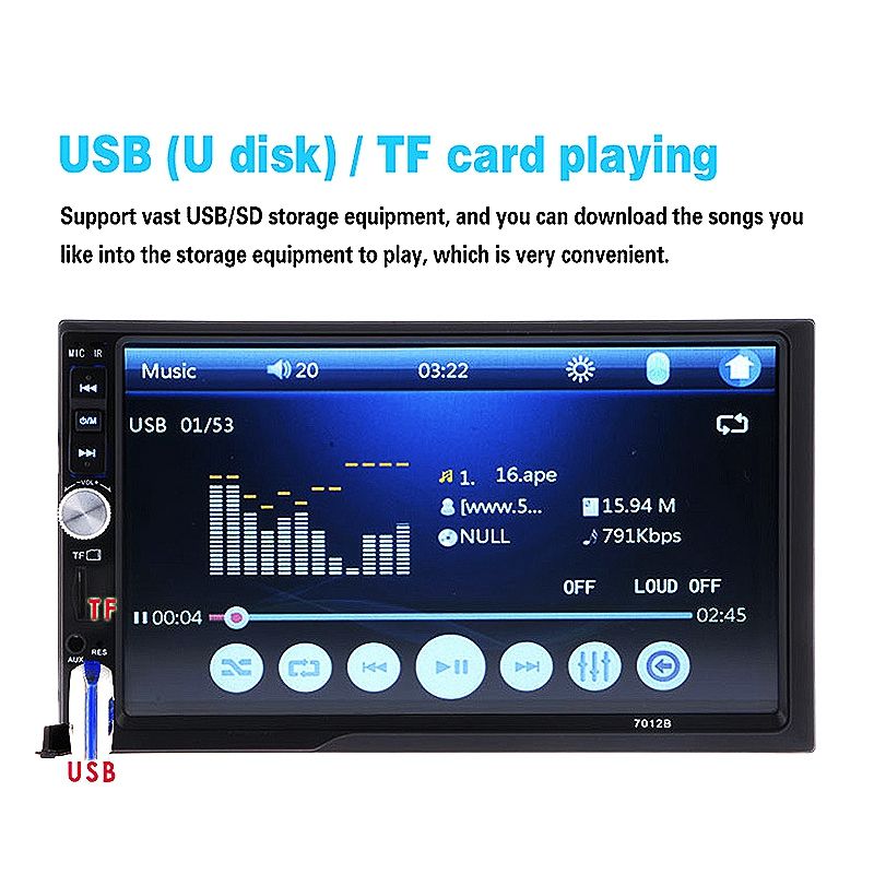 7012B 7 pulgadas Bluetooth V2.0 coche audio estéreo pantalla táctil reproductor MP5 soporte MMC