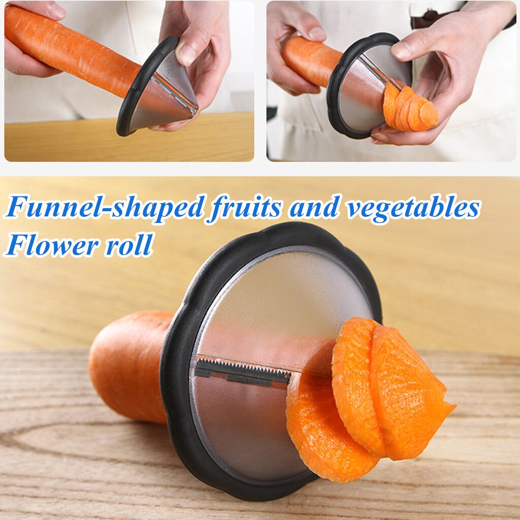 Funnel-Shaped Vegetable Fruit Roll Flower Cutter Flower Carving DIY kitchen tool For radish cucumber hard fruit and vegetable#35: Default Title
