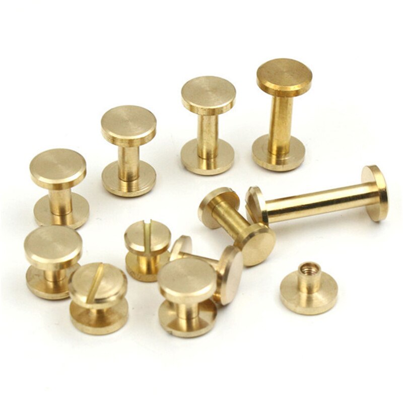 20Pcs plane/Arc Brass Screw Rivets DIY Luggage Leather Accessories Screw Stud Belt Nail Screw Buckle Album Binding Books spikes: plane / 10   4   12mm