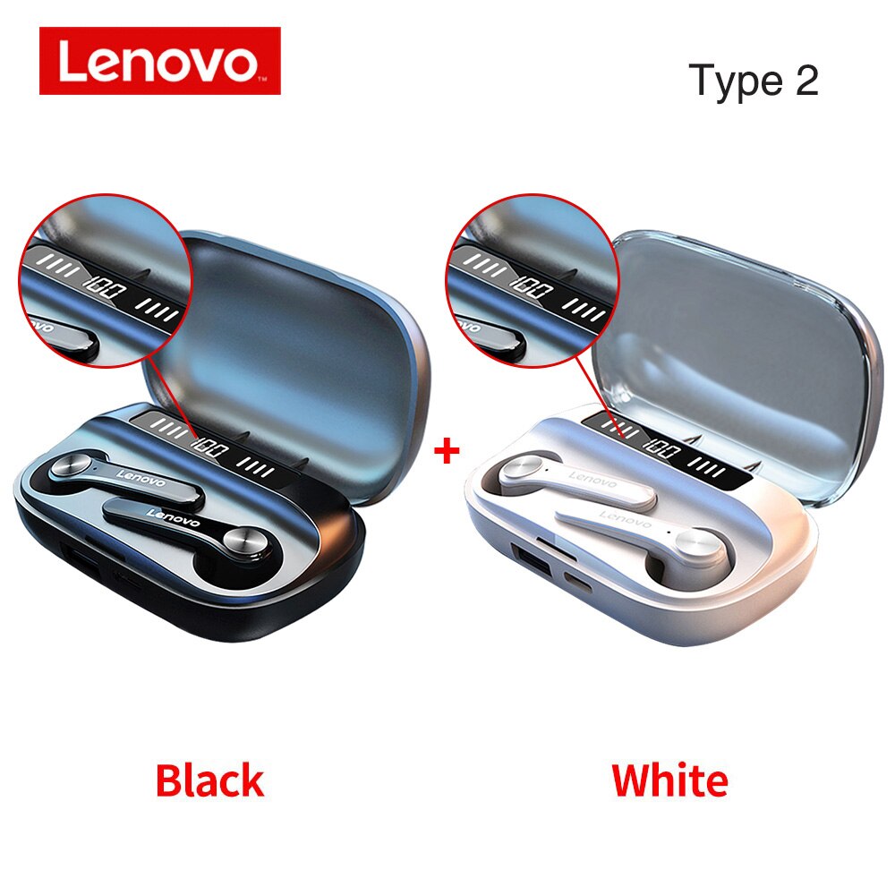 Lenovo-auriculares inalámbricos QT81 TWS, cascos con Bluetooth 5,0, Control táctil de graves profundos, resistentes al agua IPX4, reducción de ruido VS Lenovo LP2: Type 2 Black White