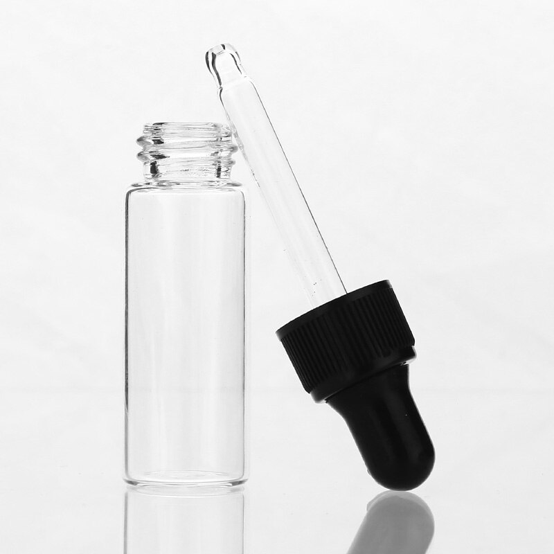 50 stk/parti 1ml 2ml 3ml 5ml tom dråbeflaske bærbar ravfarvet glasflaske æterisk olieflaske med glas øjendråber