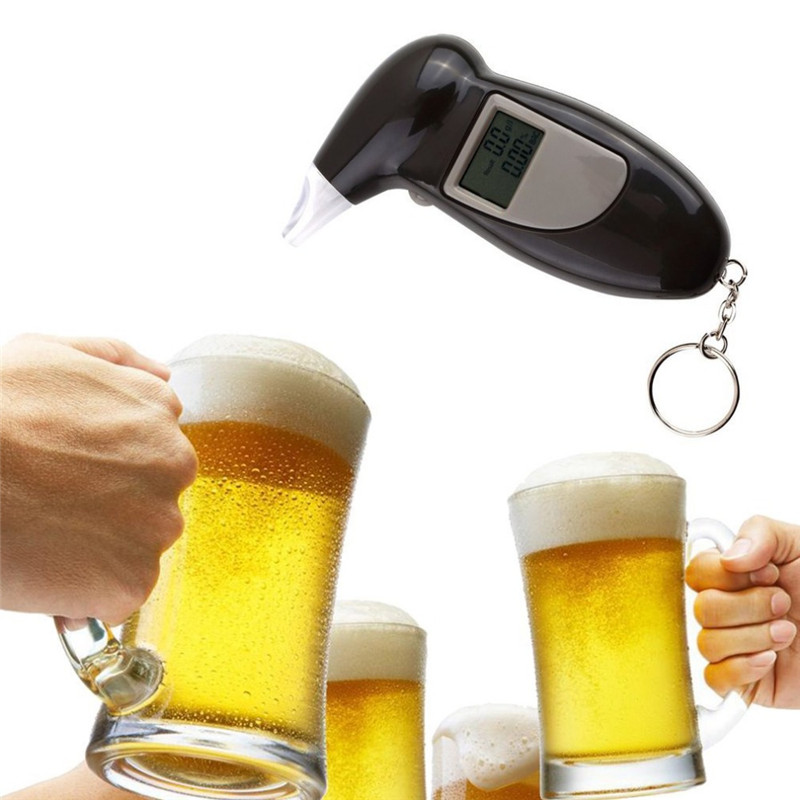 Draagbare Lcd-scherm Digitale Alcohol Tester Concentratie Meter Met Sleutelhanger Professionele Politie Alert Adem Alcohol Tester