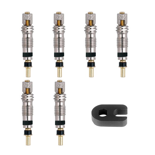 2/6/12Pcs Presta Ventiel Racefiets Vervanging Tubeless Core Franse Ventiel Met Core Service tool Fiets Bandventieldop: 6pcs