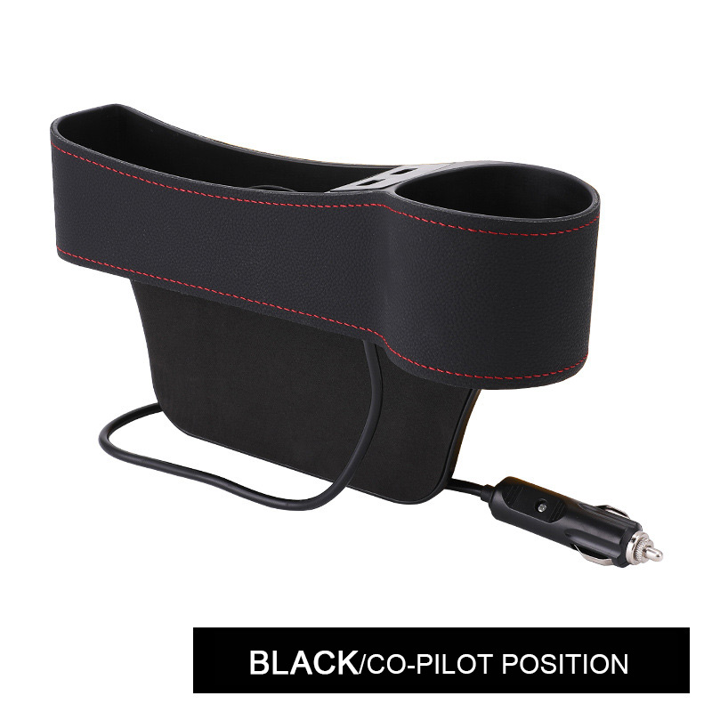 Organiseur universel de siège de voiture 2 pièces, organiseur de poche avec Interfaces USB, boîte de rangement pour accessoires intérieurs de voiture en cuir: Black Co-pilot