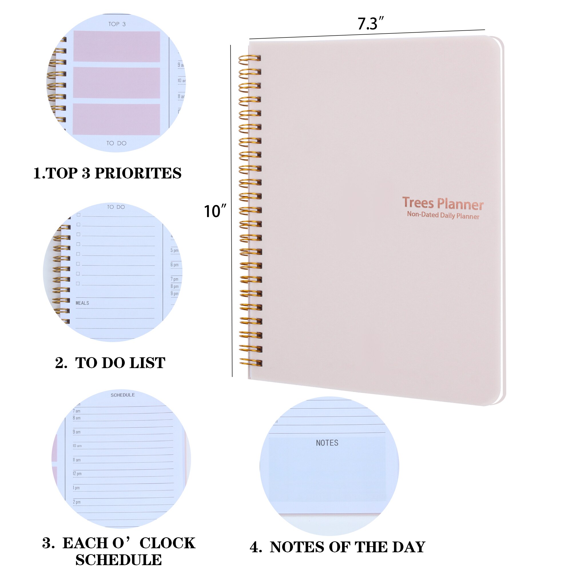 Agenda Dagelijkse Planner A4 Undated Per Uur Afspraak Organizer Schema 'S Planner Met Maaltijd, To-Do Lijst