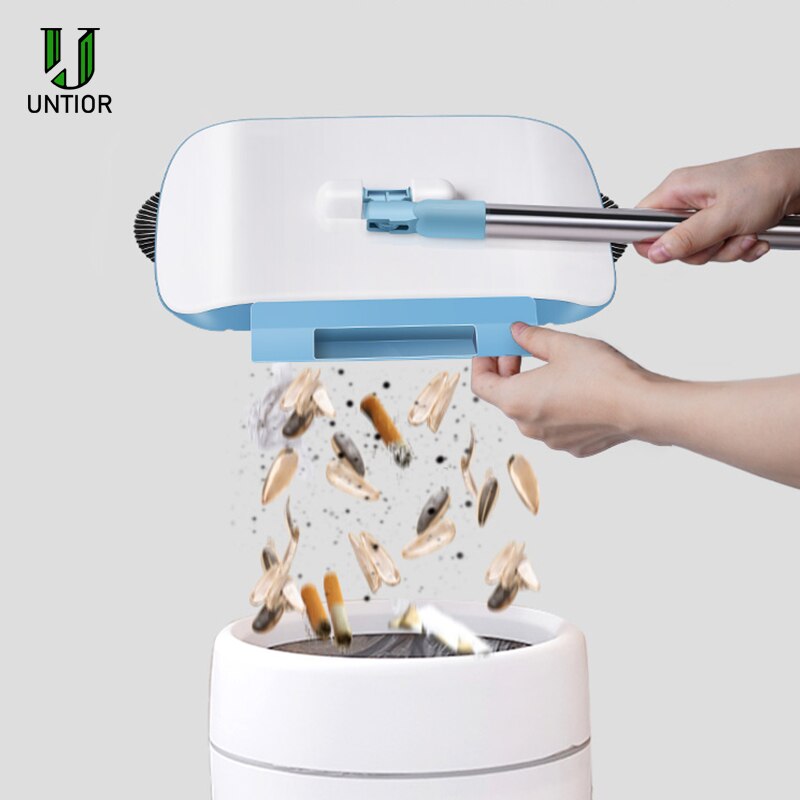 UNTIOR Hand Push Mop Sweeper All-in-one Mop Sweeper Magic Broom Dustpan Stainless Steel Sweeping Machine House Cleaning Tools