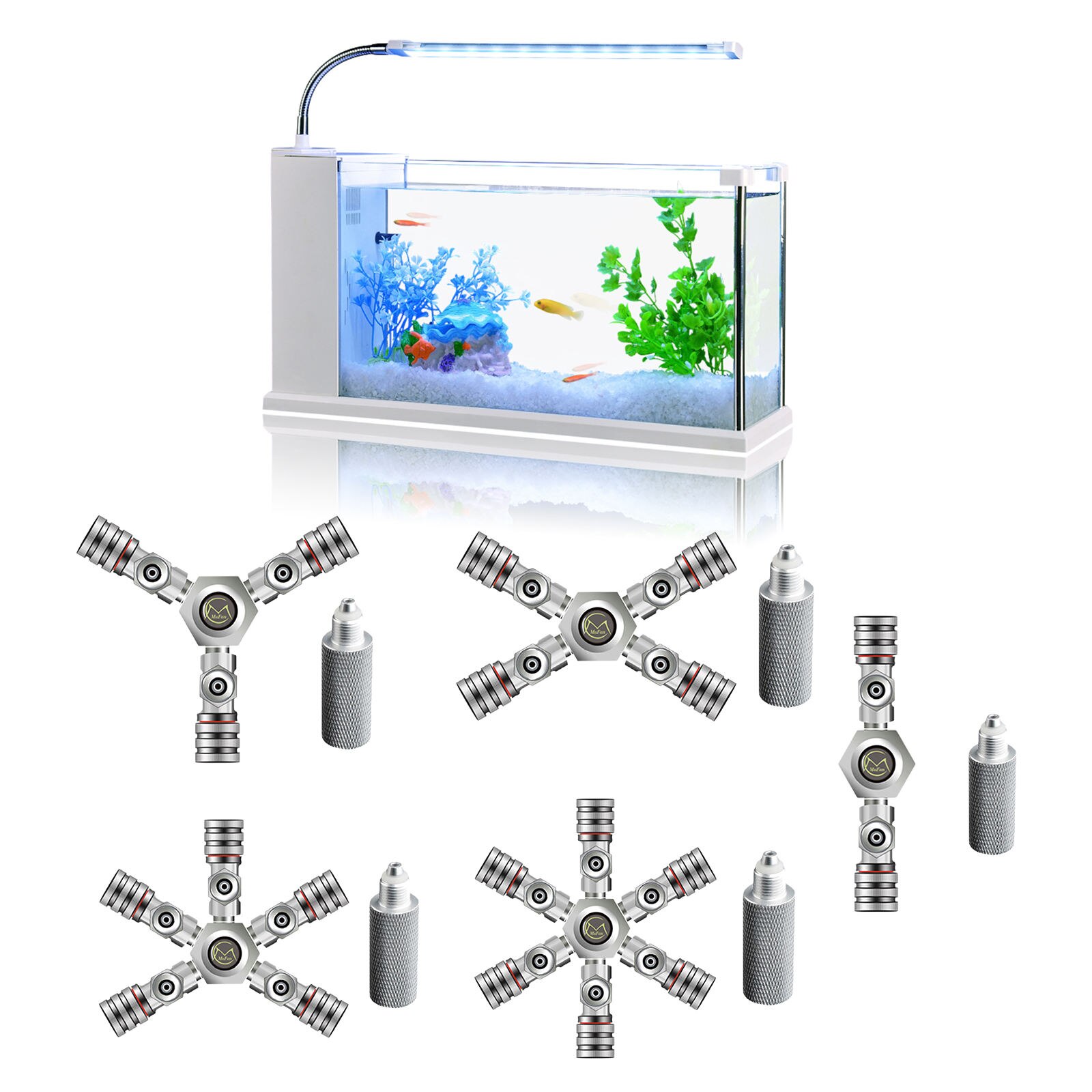 Fish Tank CO2 Spliter Regulator Aquarium Plant Multi Way Fine Adjusting Needle Check Valve