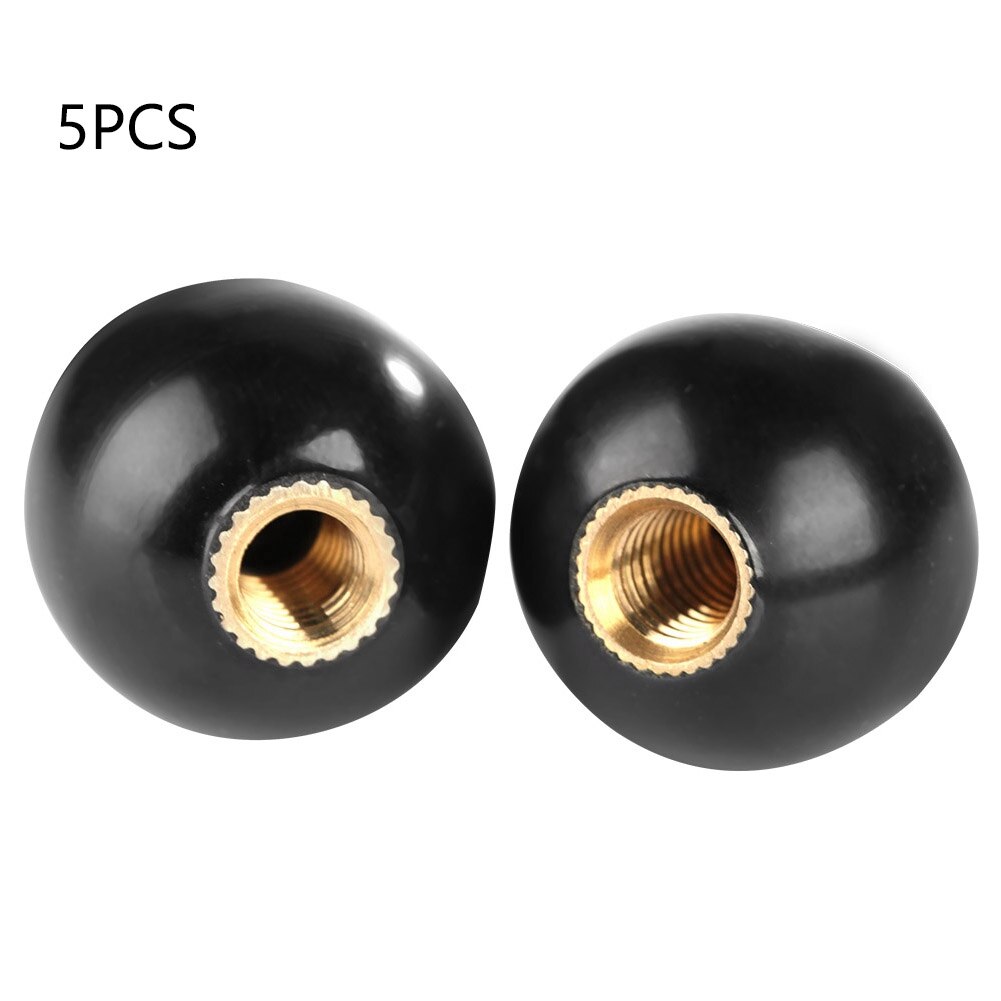 5Pcs Zwarte Ronde Koperen Kern Bal Pookknop Bakeliet Bal Versnellingspook Pookknop Machine Tool Vervanging Koper Insert BM6 * 20