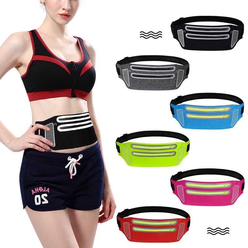 Doppel-reißverschluss Sport Gürtel Tasche Fitness Radfahren Laufen Telefon Taille Tasche Unsichtbare Männer Frauen Joggen Taille Pack
