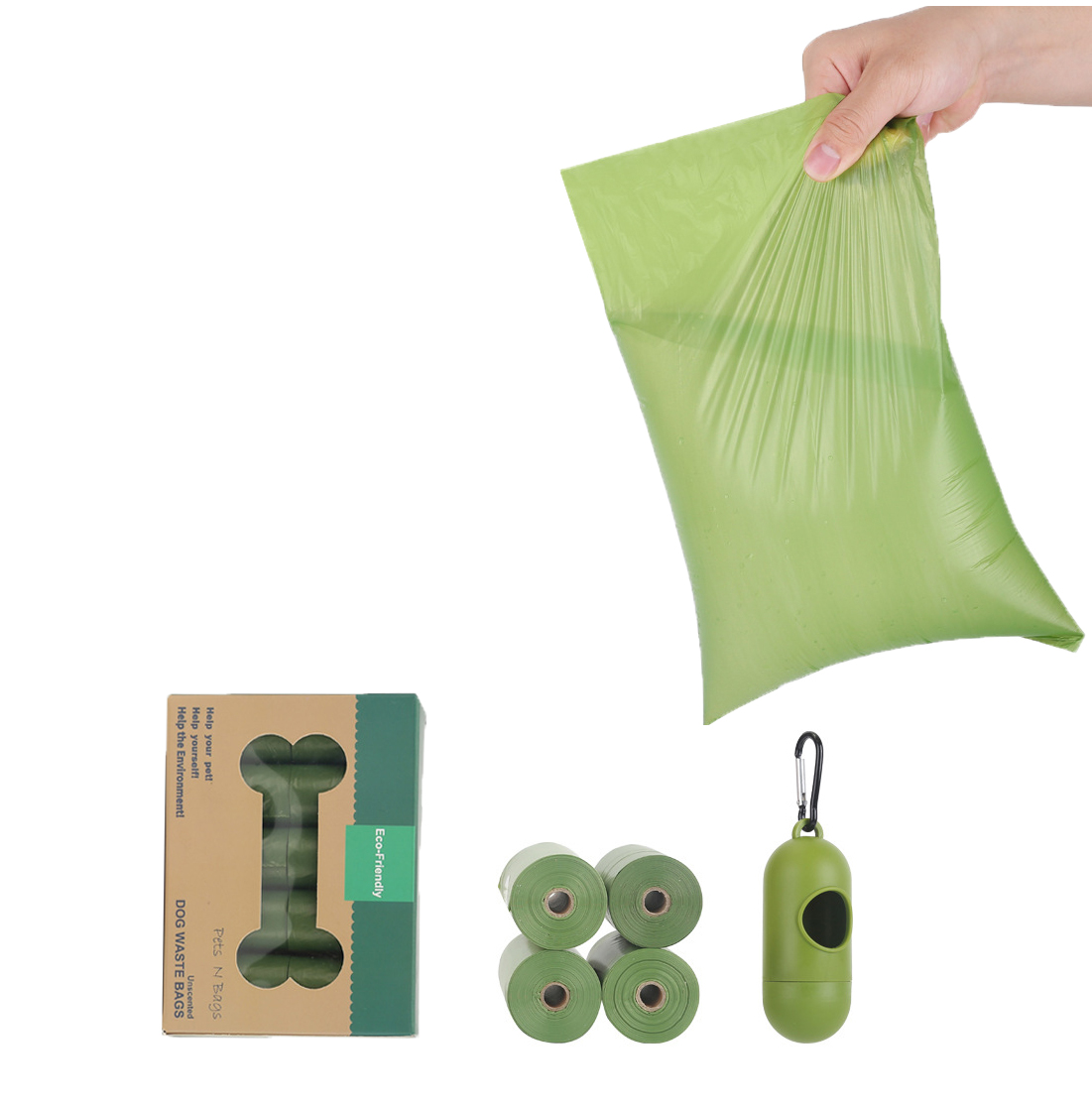 Pet dog picker bag biodegradable garbage bag portable picker cleaning supplies pet supplies suit 15 rolls poop bags eco 33*23