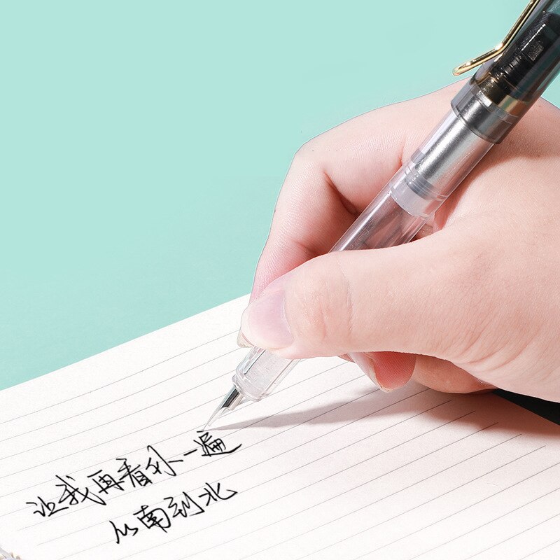 Pluma estilográfica de pistón transparente Wingsung, pluma con Clip de Metal de gran capacidad, material de papelería para Escritura, escuela y oficina, 1 unidad