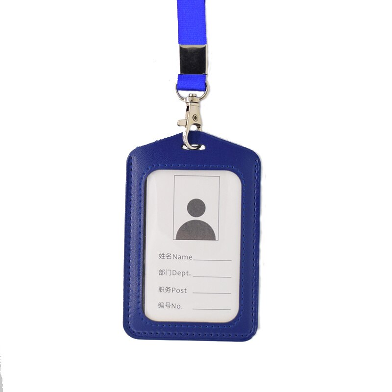 Portable Neck Strap Rope Staff Employee's ID Work Card Holder PU Office Buliding Gate Pass Access Card Cover Sleeve with Lanyard: NO.8