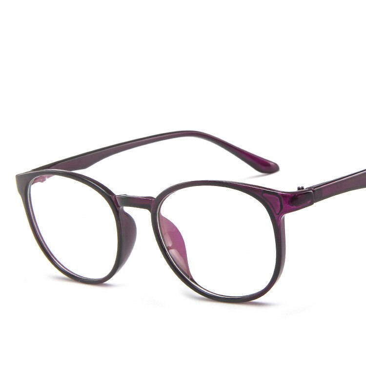 Plastic Glasses Frames Round Female Men Nerd Transparent Optical Frames Computer Glasses Frames: clear purple