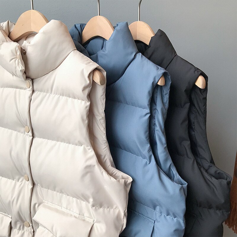 LUZUZI automne hiver coton femmes gilet dames gilet décontracté femme longue gilet veste sans manches pour les femmes coupe ajustée manteau