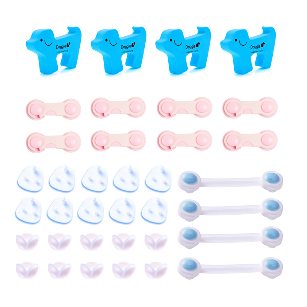 1set 33/36/38pcs Child Safety Locks Set Cabinet Lock Protection Power Plug Cover Baby Security Socket Drawer Latches Suit: 36pcs UK