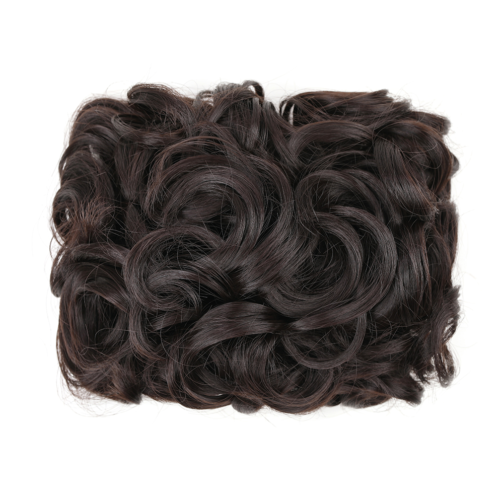 Coque bagunçado coque de cabelo premium sintético encaracolado prato de cabelo pentes de metal em elegante scrunchie bun extensão de cabelo para mulheres: Cor Natural