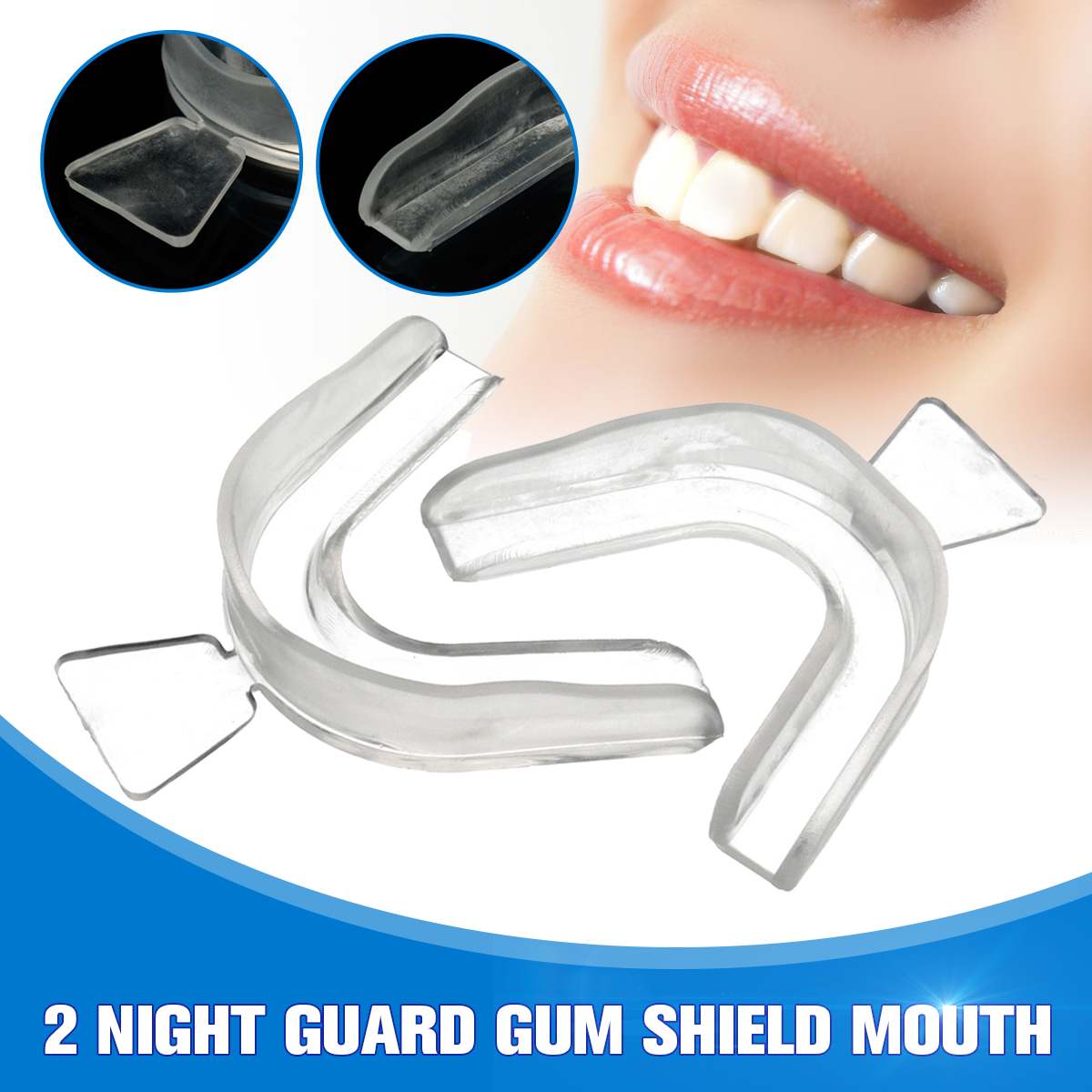 2 stk gennemsigtige mundbeskyttelsesbakker til boksebeskyttelsesudstyr natbeskyttelsesgummiskærm mundbakker til bruxism tænder slibning