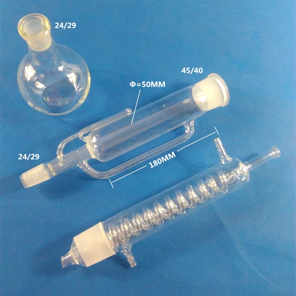 500ml Glass Soxhlet extractor Extraction device The Soxhlet Apparatus With coiled condenser Graham Condenser Flask Lab Glassware