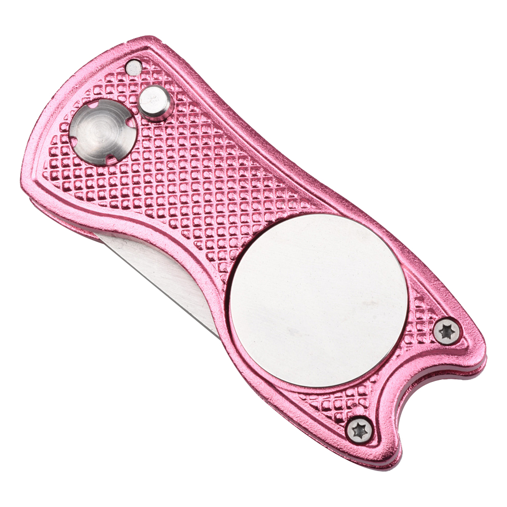 Mini Foldable Golf Divot Tool With Golf Ball Tool Marker Pitch Cleaner Golf Pitchfork Golf Accessories Putting Green Fork: pink