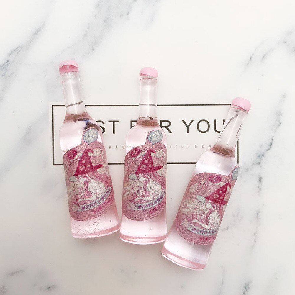 Yamily 10 stück/harz-fruchtsaftflaschen-anhänger, rosa getränkeanhänger, diy-schmuckherstellung für schlüsselanhänger, ohrringe und halsketten