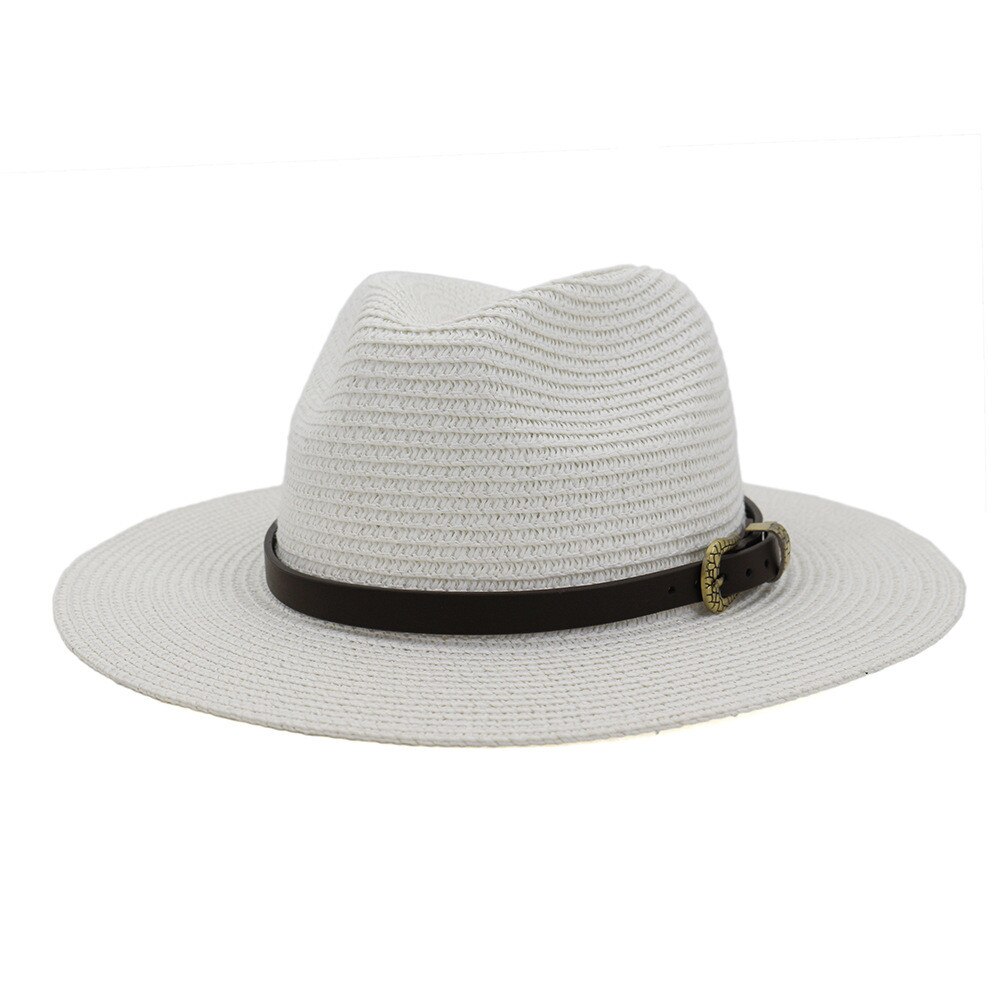 Chapeau large Vintage pour hommes et femmes, avec boucle de ceinture, chapeaux d'extérieur réglables, chapeau de paille respirant et léger pour femmes,