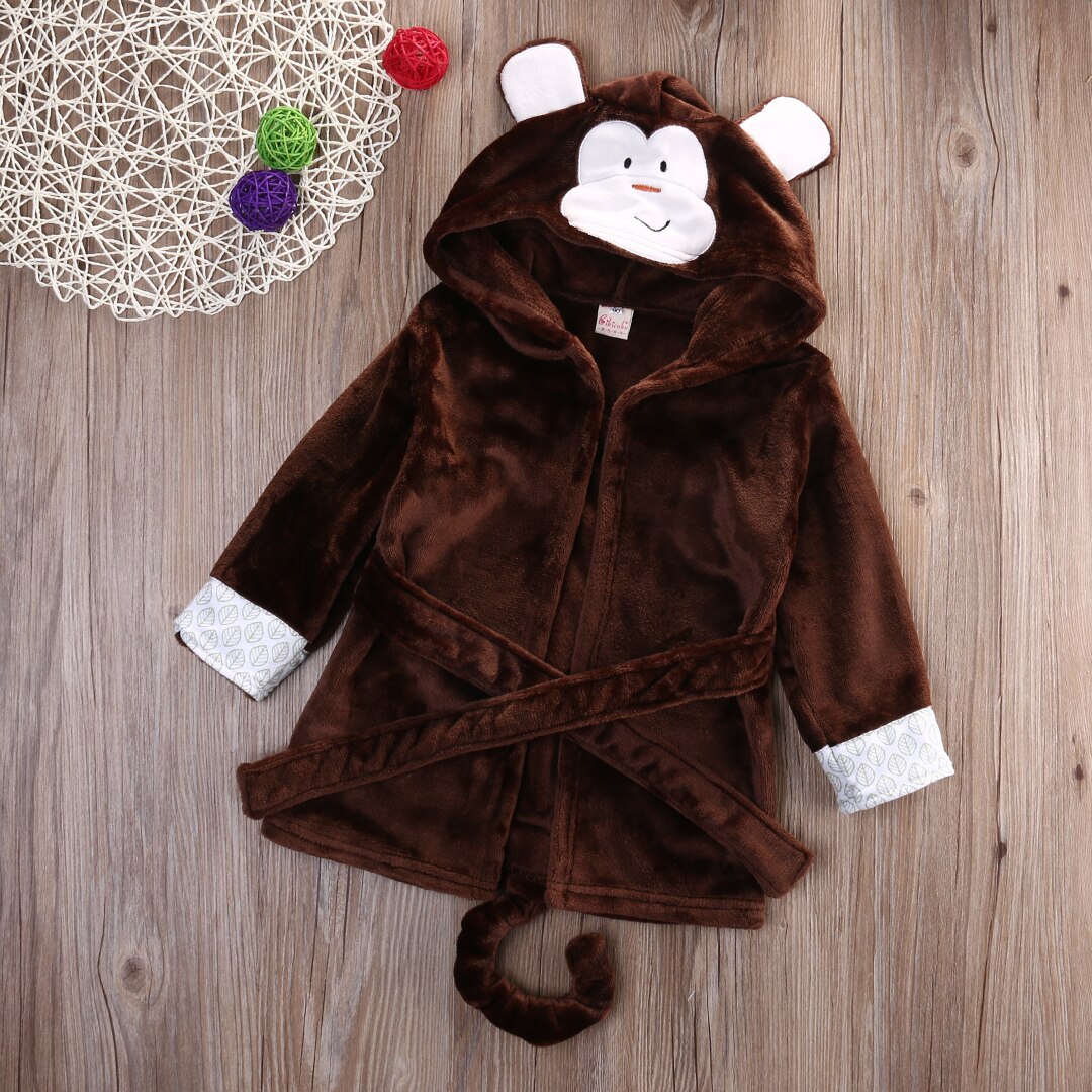 6M-5Y Animal Badjas Hooded Badhanddoek Voor Peuter Kids Baby Meisjes Jongens Gewaden Met Riem Winter Warmer Kleding