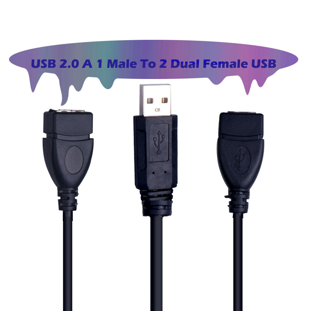 Usb 2.0 Een 1 Male Naar 2 Dual Female Usb Y Splitter Transfer Data Hub Power Kabel Verlengsnoer adapter Voor Harde Schijven