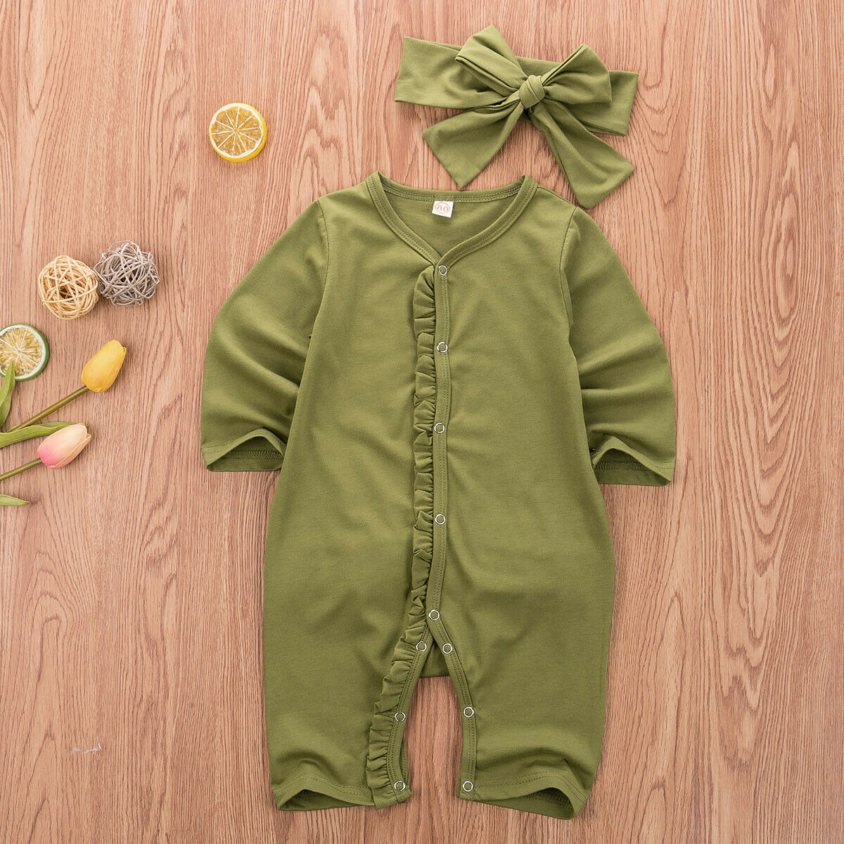 Herfst peuter babymeisje lange mouwen katoenen romper effen jumpsuit zonnepak lente-outfit