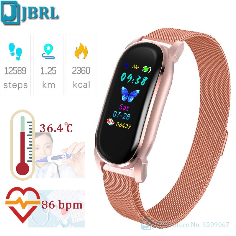 Temperatura Intelligente Banda Delle Donne Degli Uomini Braccialetto Intelligente Inseguitore di Fitness Per Android IOS Smartband Top di Lusso Intelligente Wristband della Fascia di Polso