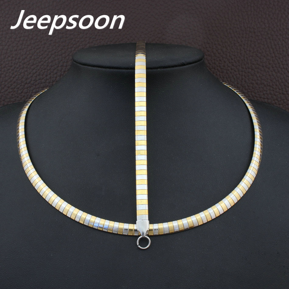 6MM Stainless steel romantic silver &amp; gold color torques Necklaces and bracelets Jewelry Set For Women SFXAGABG