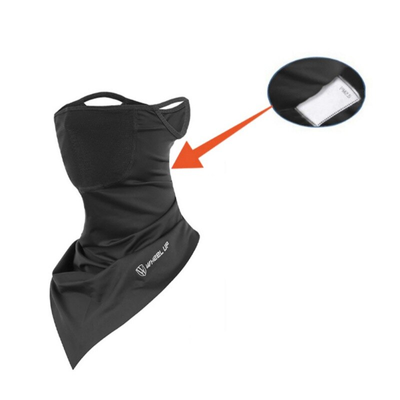 Hjul op halsen gamacher med filter upf 50+  uv sol støv beskyttelse gamacher ansigtsmaske hovedbånd tørklæde cykling vandreture fiskeri: Sort