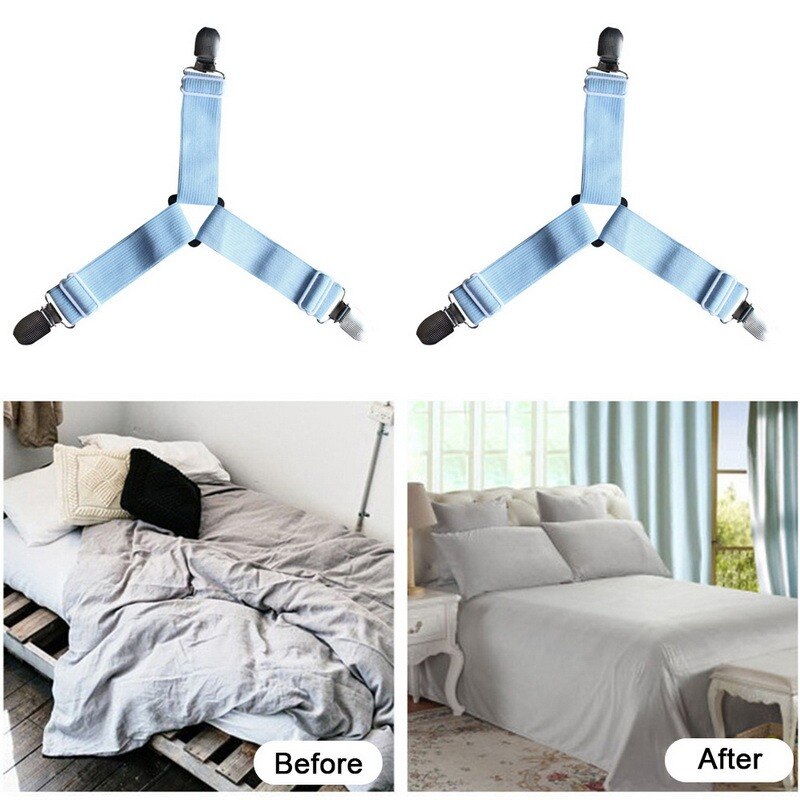 BedSheet 4Pcs/set Elastic Bed Sheet Strong Clip Grippers Bed Sheet Adjustable Bed Sheet Clip Bed sheet Belt Fastener Mattress
