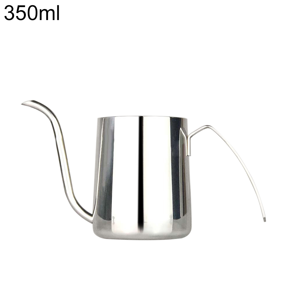 250/350ml kaffekjeler i rustfritt stål, lang tut, helle over kaffekannemaskinen: Sølv 350ml