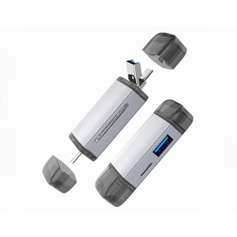 6 in 1 Card Reader USB 3.0 Micro- Type C to Sd Micro- Sd Tf Adapter Smart Memory Sd Otg Card Reader for Phone Laptop