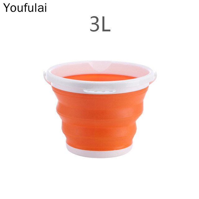 5c Bucket 10L/5L/3L Folding Water Bucket Collapsible Buckets Camping Outdoor Foldable Bucket Fishing Pot Durable Folding Bucket: 3L Orange