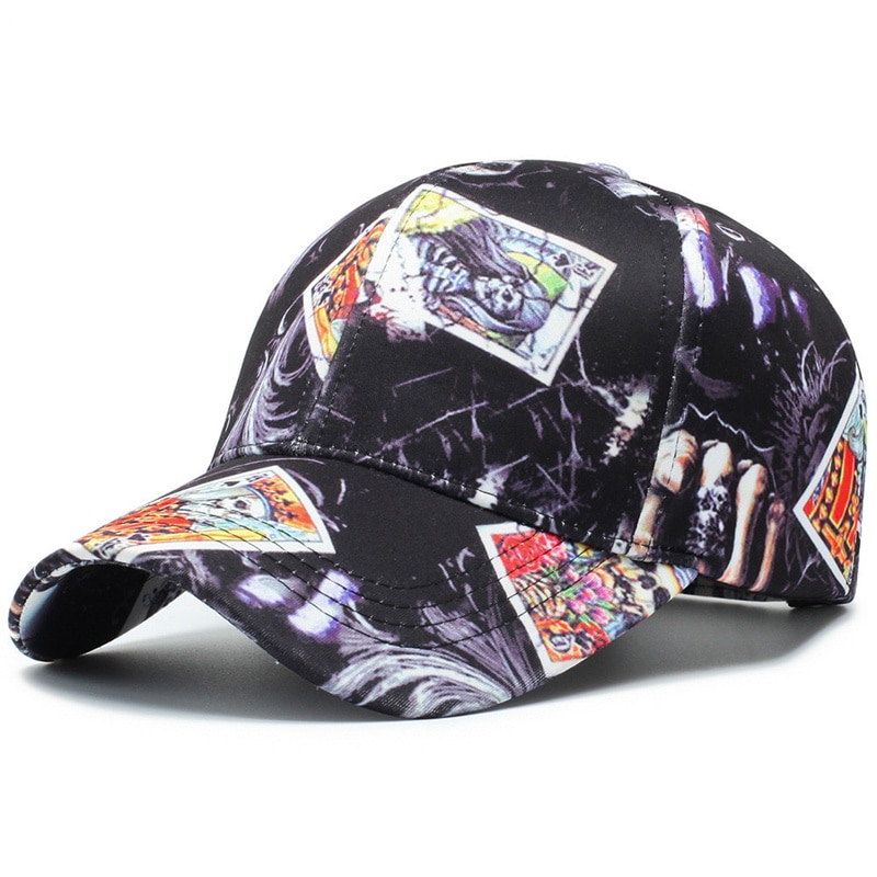Bomuld baseball cap monteret kasketter snapback hat til mænd kvinder poker print knogle gorras para justerbar