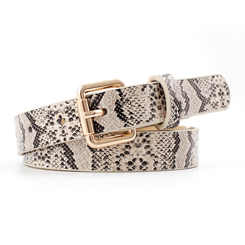 Vrouwelijke Luipaard Riem Snake Skin Zebra Print Dunne Paardenhaar Tailleband Pu Lederen Gouden Ring Hart Pin Metalen Gesp Dames Riemen