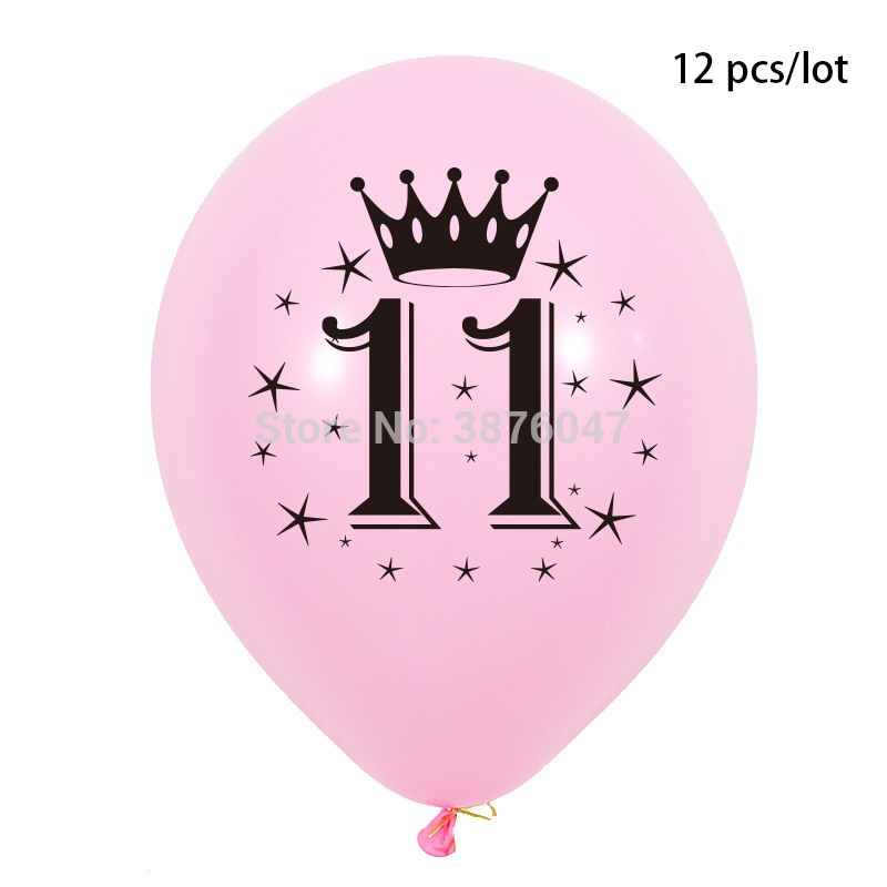 12 Stks/partij 11 12 13 14 15 Jaar Verjaardag Ballon Kids Jongen Meisje Verjaardagsfeestje Decoraties Gelukkige Verjaardag Verjaardag Ballonnen: Pink 11